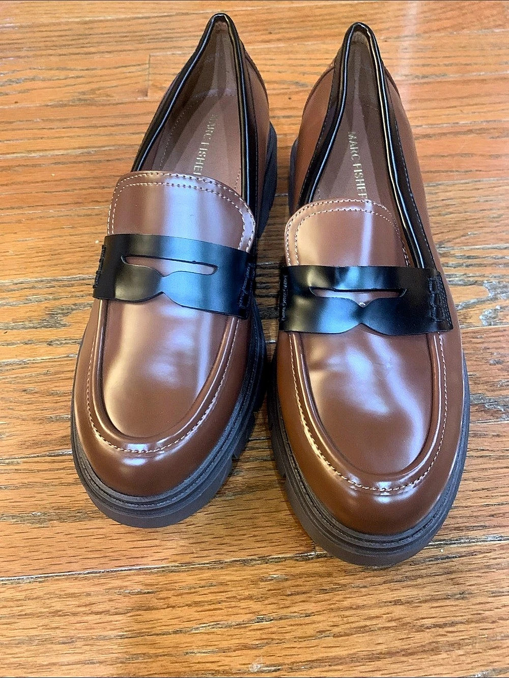 Marc Fisher Penny Loafers in Brown & Black Like New